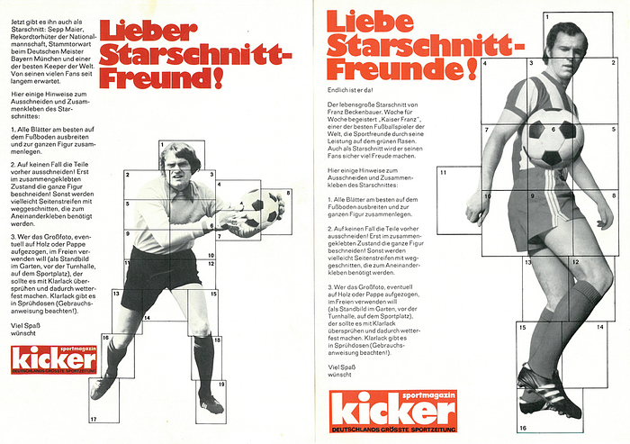 Sorry, no english description is available. ...  -  Condition: A.....Noch nicht ausgeschnitten, tadelloser Zustand. Rarität. Der Kicker brachte in den 70er Jahren zahlreiche Starschnitte von bekannten deutschen Fußballgrößen heraus.