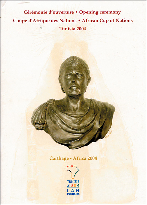  - Opening Ceremony Program Africa Cup Of Nations Tunesia. Official Program (ENGLISH / FRENCH / ARABIC). 52 pages, 18x24cm, softcover, ca. 50 coulored illustrations and photos, CAN 2004. Condition: C