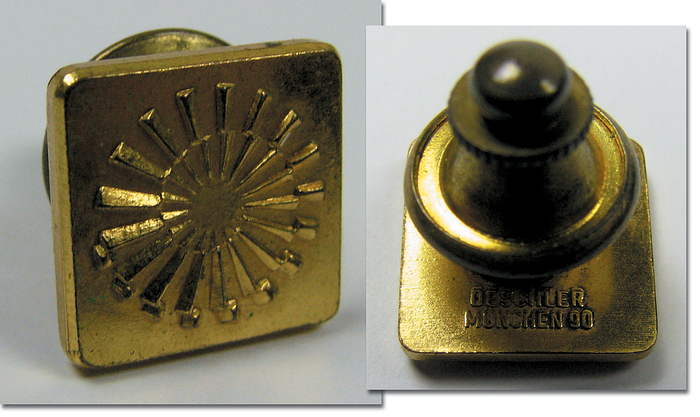 Olympic Games 1972  Munich Gold medal Winner Pin - original gold medal's winner pin of the Olympic Summer game Munich 1972 for the winner of the first place. gold plated bronze, produced by Deschler, Munich. 1.2x1.2 cm. These pins were awarded to the medallists in addidtion to their medals. Extremely rare. Condition: A