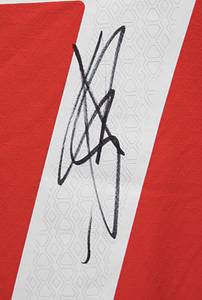 Österreich - Trikot 2025 Nations League  | Original match worn Spielertrikot von Österreich mit der Rückennummer 7. Getragen von Marko Arnautovic am 20.03.2025 im Relegatiobsspiel zur UEFA Nations League gegen Serbien. Österreich - Serbien 1:1. Trikot mit original Autograph von Arnautovic. Dabei: Original match worn Spielerschuhe vom ÖFB aus dem Playoff-Spiel vom 20.03.2025 gegen Serbien. Österreich - Serbien 1:1 Getragen von Marko Arnautovic im Relegationsspiel zur UEFA Nations League gegen Serbien.Beide Schuhe mit original Autograph von Arnautovic. Außerdem: Original match worn Spiel-Wimpel vom Relegationsspiel zur UEFA Nations League von Serbien übergeben an Österreich. Österreich - Serbien 1:1. Es handelt sich um einen farbig bestickten Seidenwimpel. Spiel Wimpel; Größe 46cm x 35cm; mit vergoldeter Stange und Seiden-Fransen; Schriftzug ' Football Association of Serbia UNL 2025 Play Offs Austria - Serbia Vienna 20.03.2025' auf Vorderseite gestickt; mit gesticktem Wappen von Serbien auf der Rückseite. Status:ABA. - Bild 9