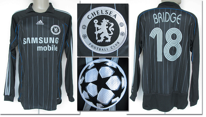 Chelsea -Trikot 2006  | Original match issued Spielertrikot von FC Chelsea mit der Rückennummer 18. Vorbereitet für Wayne Bridge im CL-Spiel gegen Werder Bremen am 22.11.2006. Werder Bremen - FC Chelsea 1:0. Trikot direkt von einem ehemaligen Zeugwart von Werder Bremen. Status: AAB.