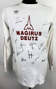  - Original match-worn FC Bayern Munich shirt, number 12, worn by Wolfgang Kraus. Worn in a Bundesliga match during the 1981/82 season. Condition: ABB  Long-sleeved shirt; size L; Adidas logo applied; sponsor logo Magirus Deutz, club name, and player number flocked; 100% cotton; Made West-Germany ; Condition: A - Bild 2