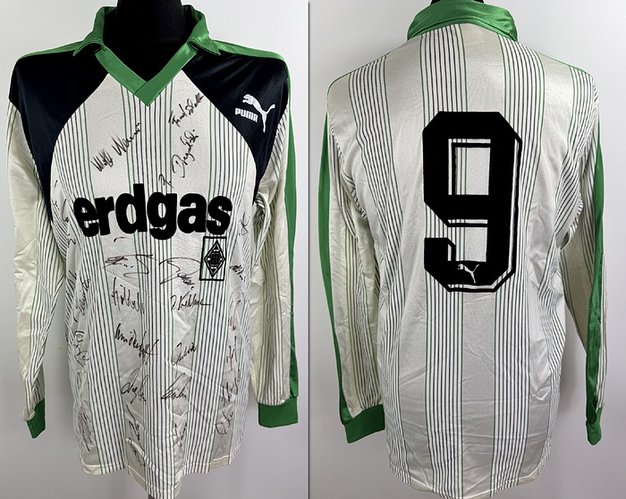 Mönchengladbach,Borussia - Trikot 1988  | Original match worn Borussia Mönchengladbach  Spielertrikot mit der Nummer 9 von Uwe Rahn. Getragen in einem Bundesligaspiel in der Saison 1988/1989.Status ABC.