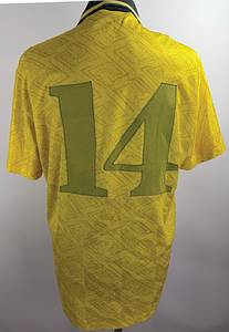 Brasilien  - Trikot 1993  | Original match worn  Spielertrikotder Brasilianischen Nationalmannschaft mit der Nummer 14 von Cleber. Getragen in einem Länderpsiel in der Saison 1993/1994.Status ABC. - Bild 8