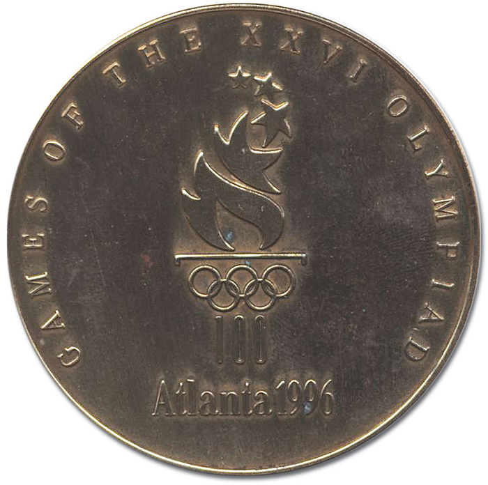 Teilnehmermedaille 1996  | Original Teilnehmermedaille für Athleten, die an den Olympischen Sommerspielen 1996 in Atlanta teilnahmen. Bronze, 6cm.