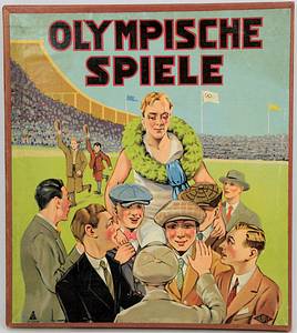 Olympiaspiel 1936  | "Olympische Spiele" - Würfelbrettspiel, mit Spielplan aus Pappe (48,5x35 cm) und zahlreichen Holzfiguren. Anleitung im Deckel. Hersteller Verlag Liliput - Abel/Krüger. Ca. 1936. In original Karton 36x31,5x3,5 cm. - Bild 2