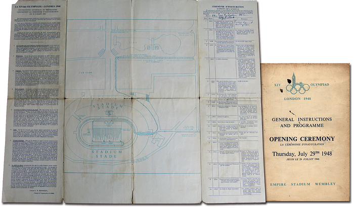 Programm OSS1948  | General Instructions and Programme Opening of the XIVth Olympiad Thursday July 29th 1948. Wembley Stadium.