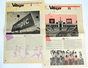  - Villager. Games of th XXIIIrd Olympiad Los Angeles 1984. No. 1 - 12. Complete Set! Offizielle Zeitung für das Olympische Dorf. A total of 96 pages with numerous photographs. 45 x 28.5 cm. Los Angeles, 1984 Games Organizing Committee. Official newspaper of the 1984 Olympic Games Organizing Committee for the athletes of the Olympic Village in Los Angeles. Complete set. A true rarity!! Folded once; slightly yellowed due to age. Condition: C - Bild 2