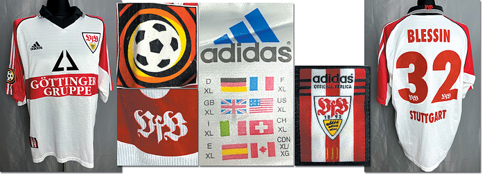 Stuttgart, VfB - Trikot 1999  | Original match worn VFB Stuttgart Spielertrikot mit der Nummer 32. Getragen von Alexander Blessin im Bundesliga-Spiel gegen den FC Bayern am 4.05.1999 in Stuttgart. Status:AAA