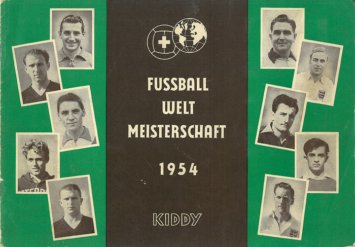  - World Cup 1954. Rare German Sticker Album.:Complete with 128 b/ w photo-stickers on 32 pages from Kiddy. Size 30x21cm Softcover. Complete copies are very rare!! (GERMAN). Condition: C