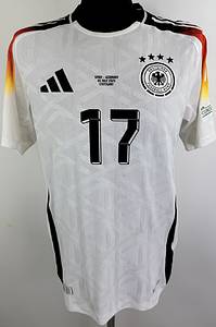  - Original match-issued DFB player jersey with the number 17, worn by Florian Wirtz. Prepared for the match against Spain on July 5, 2024, in Stuttgart. The jersey comes from the collection of a former DFB employee. Condition: AAB. Short-sleeved jersey; size M; DFB logo, rubberized Adidas logo, rubberized match details, player number and name; flocked European Championship patch and Foundation patch; Adidas HEAT.RDY; 100% polyester; made in Vietnam; Condition: A - Bild 12