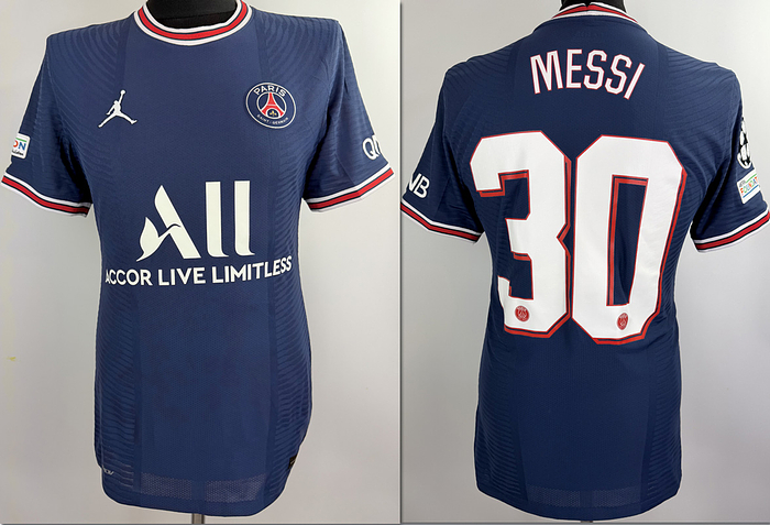 Paris, St.Germain - Trikot 2022  | Original match issue Paris Saint German  Spielertrikot mit der Nummer 30 von Lionel Messi. Getragen in einem Championsleague-Spiel in derSaison 2021-2022. Status ABC