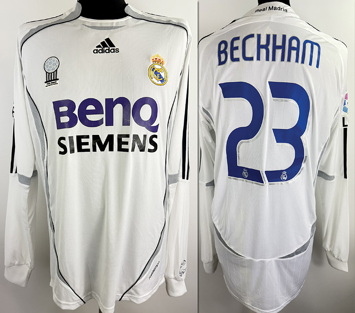 Madrid, Real - Trikot 2006  | Original match worn Real Madrid Spielertrikot mit der Nummer 23. Getragen von David Beckham in einem La-Liga Spiel der Saison 2006/2007. Trikot stammt aus der Sammlung eines ehemaligen DFB-Betreuers. Status ABB